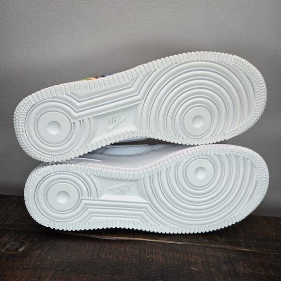 NEW Nike Air Force 1 LV8 GS Youth Kids Size 6.5 Rainbow Swoosh White FQ4948 100 - Picture 9 of 12